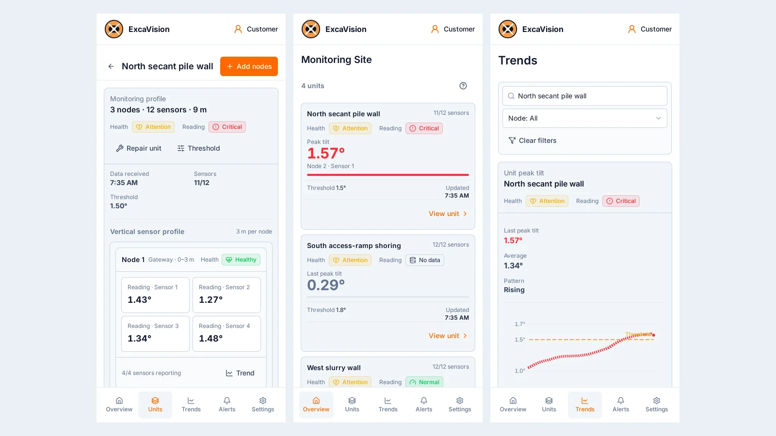 ExcaVision customer app